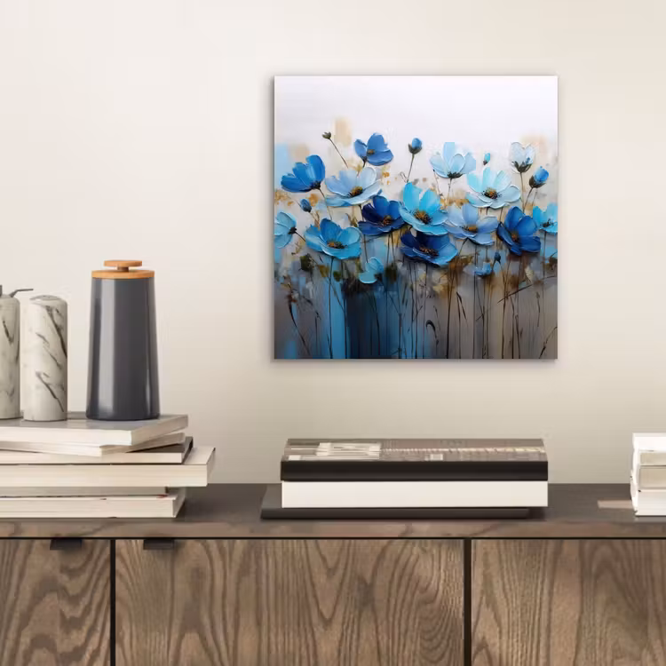 Aluminium schilderij - Bloemen - Schilderij - Blauw — 2