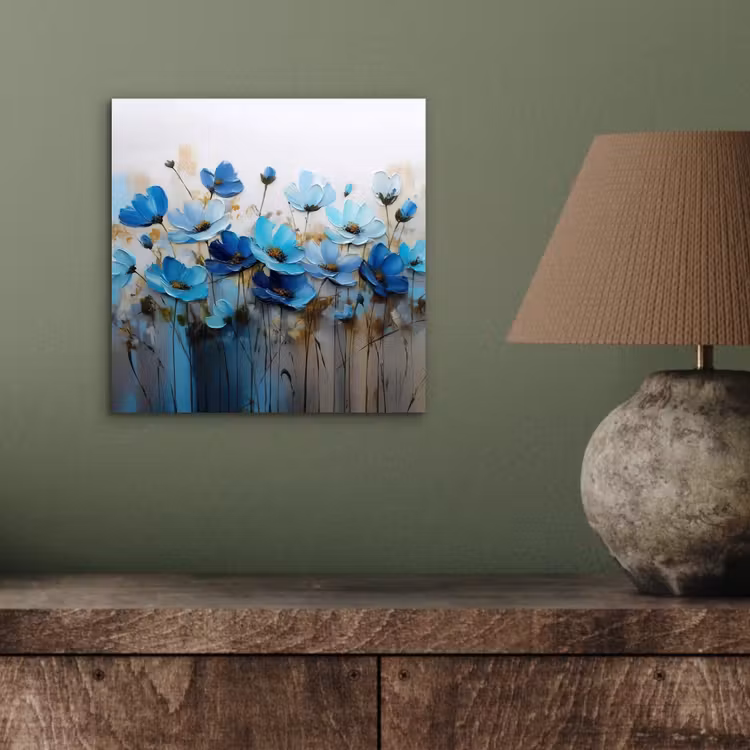 Aluminium schilderij - Bloemen - Schilderij - Blauw — 3