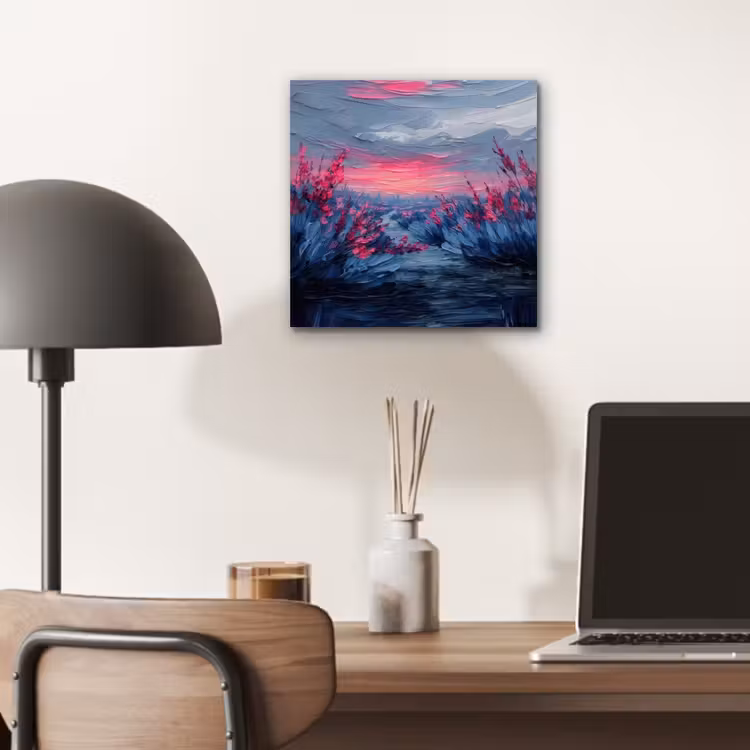 Aluminium schilderij - Schilderij - Zonsondergang - Bloemen - Rivier — 6