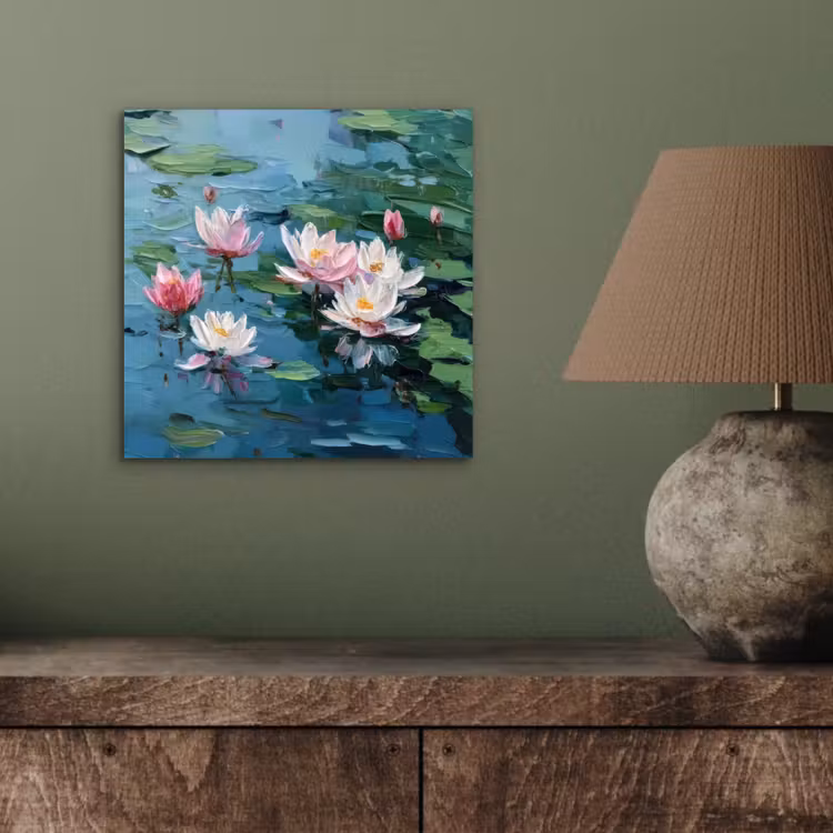 Aluminium schilderij - Waterlelies - Bloemen - Roze - Water — 3