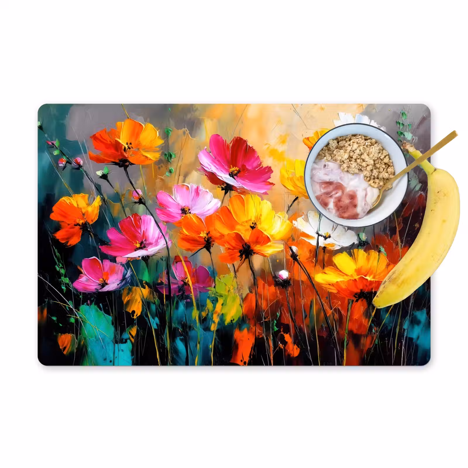 Placemat - 6 stuks - Felgekleurd - Bloemblaadjes - Abstract — 1