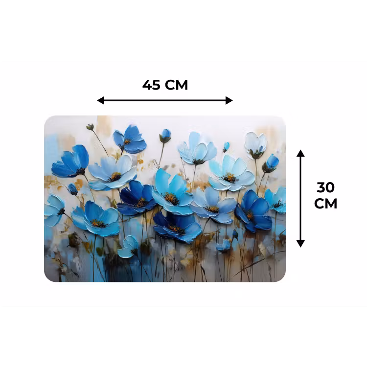 Placemat - 6 stuks - Bloemen - Schilderij - Blauw — 3