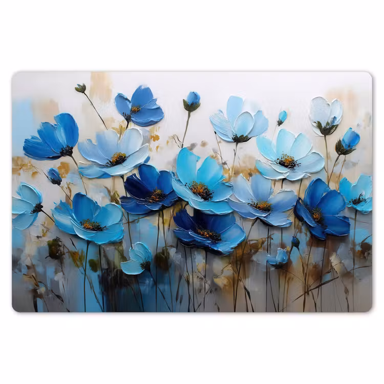 Placemat - 6 stuks - Bloemen - Schilderij - Blauw — 7