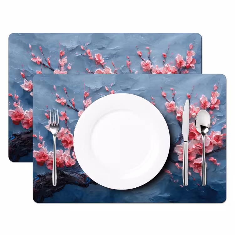Placemat - 6 stuks - Bloesem - Bloem - Roze - Tak — 2