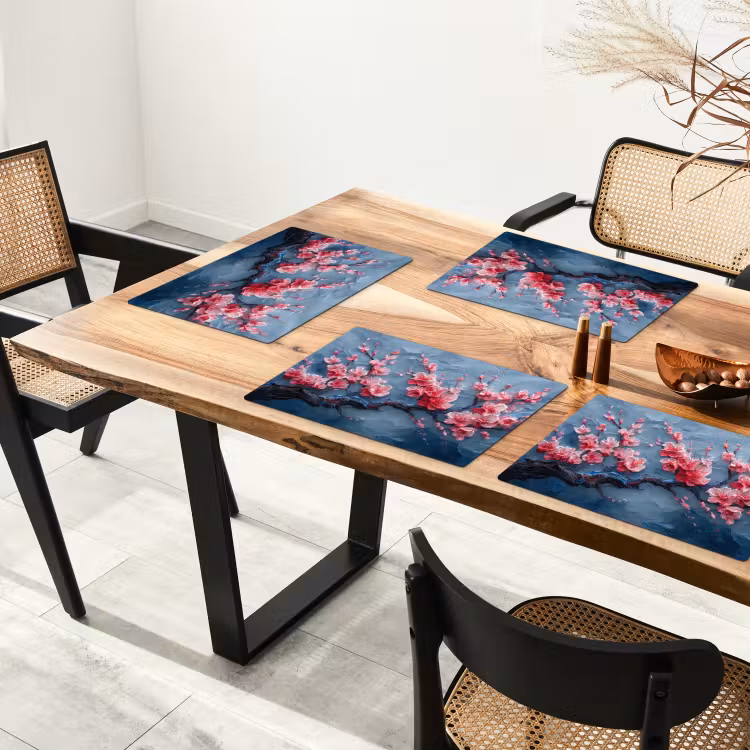 Placemat - 6 stuks - Bloesem - Bloem - Roze - Tak — 5