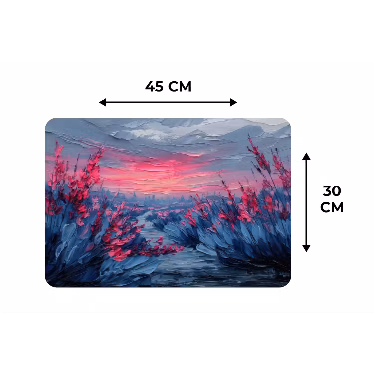 Placemat - 6 stuks - Schilderij - Zonsondergang - Bloemen - Rivier — 3
