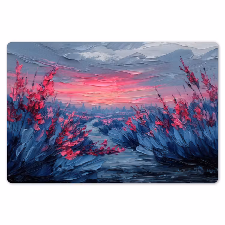 Placemat - 6 stuks - Schilderij - Zonsondergang - Bloemen - Rivier — 7