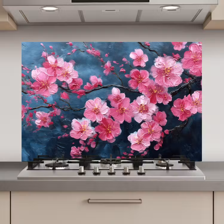 Spatscherm keuken - Bloem - Bloesems - Roze - Abstract — 1