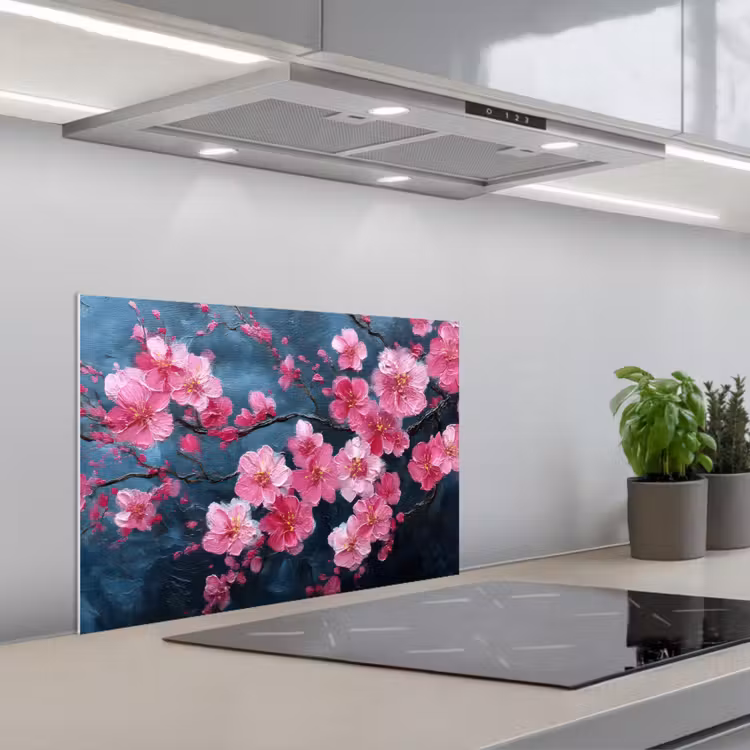 Spatscherm keuken - Bloem - Bloesems - Roze - Abstract — 5