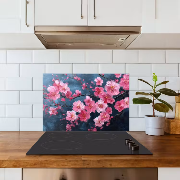 Spatscherm keuken - Bloem - Bloesems - Roze - Abstract — 6