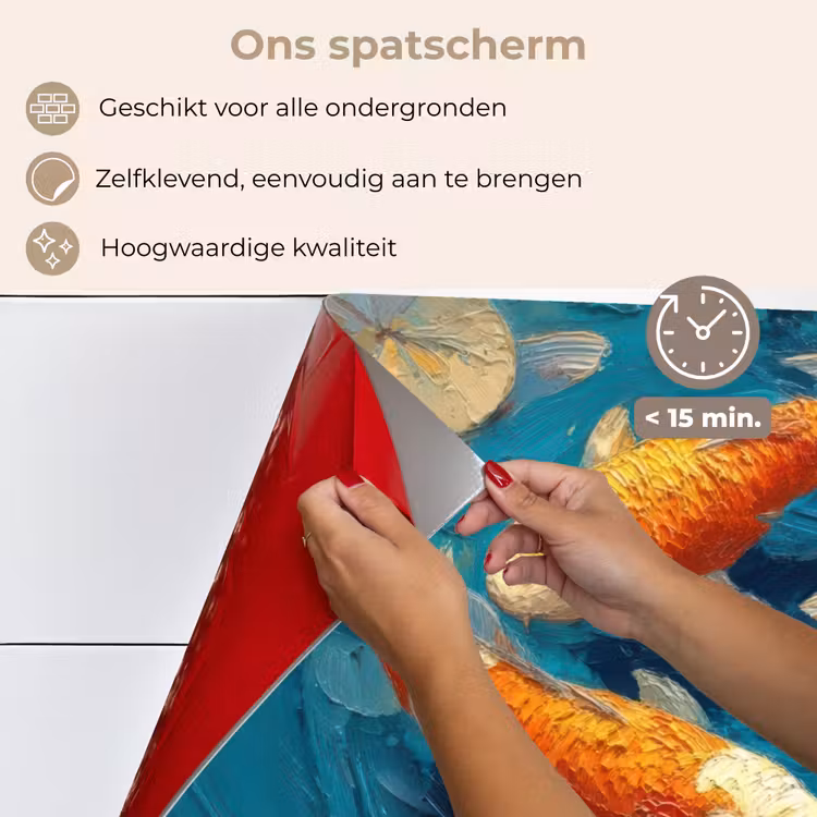 Spatscherm keuken - Vissen - Waterlelies - Oranje - Water — 4