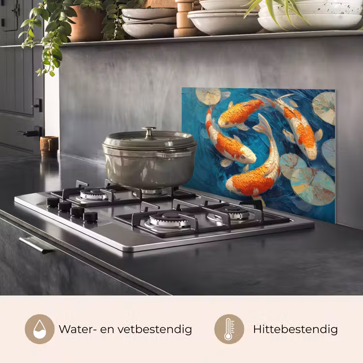 Spatscherm keuken - Vissen - Waterlelies - Oranje - Water — 7