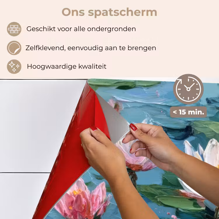 Spatscherm keuken - Waterlelies - Bloemen - Roze - Water — 4