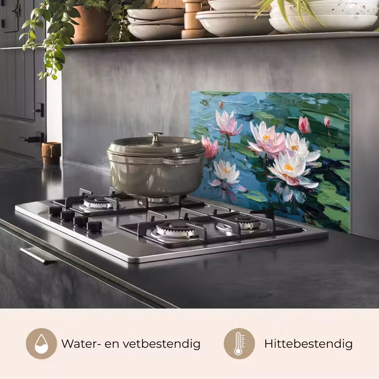 Spatscherm keuken - Waterlelies - Bloemen - Roze - Water — 7
