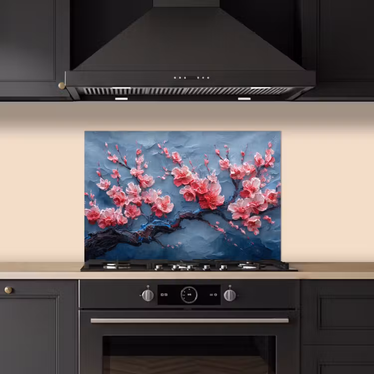 Spatscherm keuken - Bloesem - Bloem - Roze - Tak — 2