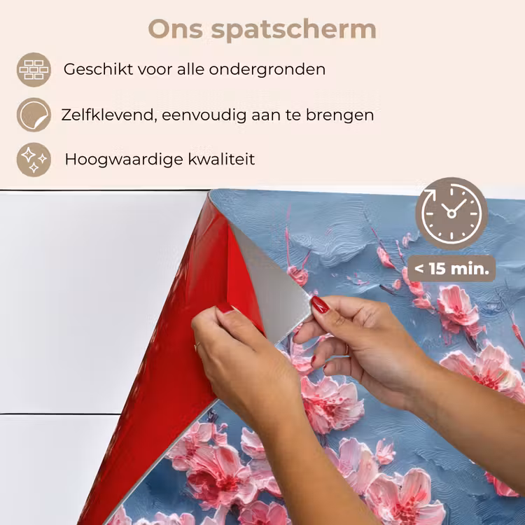 Spatscherm keuken - Bloesem - Bloem - Roze - Tak — 4