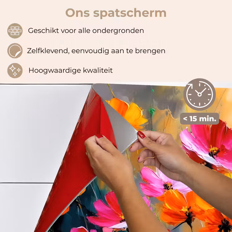 Spatscherm keuken - Felgekleurd - Bloemblaadjes - Abstract — 4