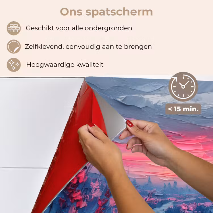Spatscherm keuken - Schilderij - Zonsondergang - Bloemen - Rivier — 4