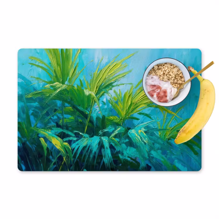 Placemat - 6 stuks - Bladeren - Groen - Schilderij - Abstract — 1