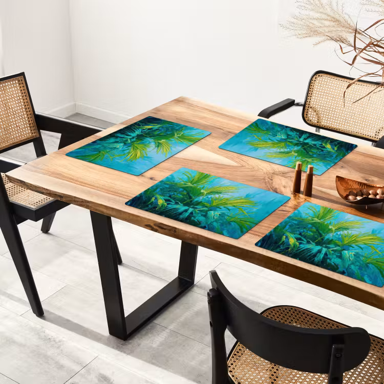 Placemat - 6 stuks - Bladeren - Groen - Schilderij - Abstract — 5