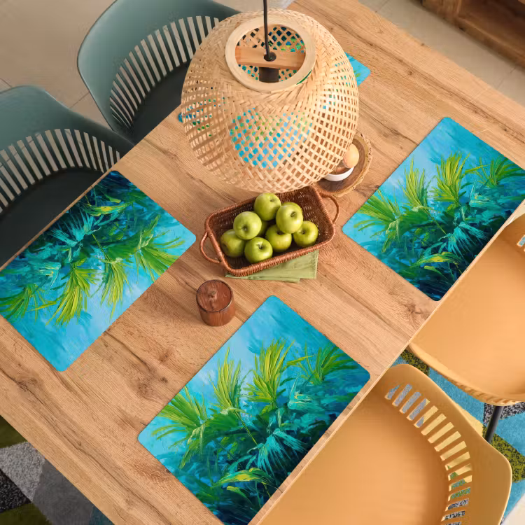 Placemat - 6 stuks - Bladeren - Groen - Schilderij - Abstract — 6