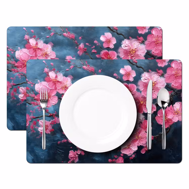 Placemat - 6 stuks - Bloem - Bloesems - Roze - Abstract — 2