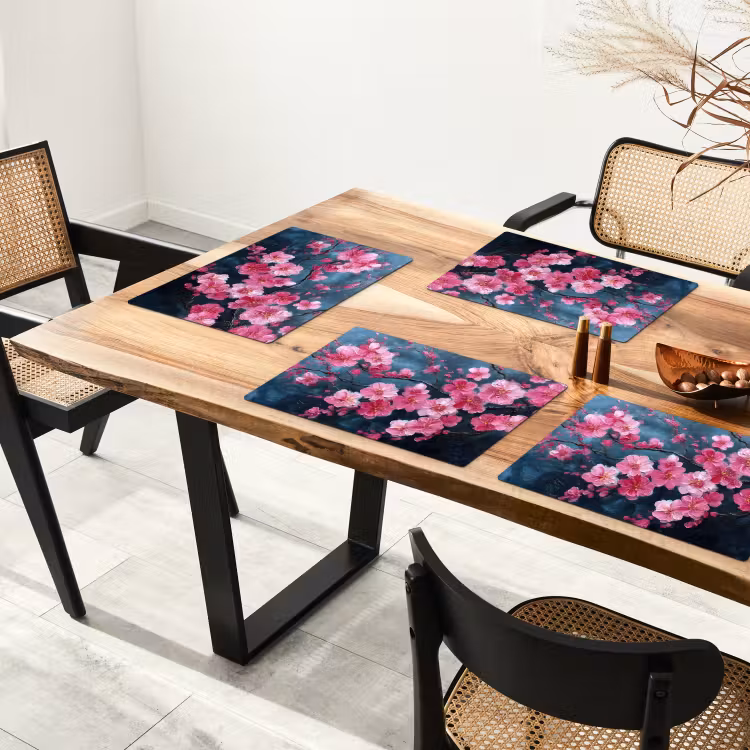 Placemat - 6 stuks - Bloem - Bloesems - Roze - Abstract — 5
