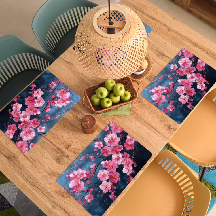 Placemat - 6 stuks - Bloem - Bloesems - Roze - Abstract — 6