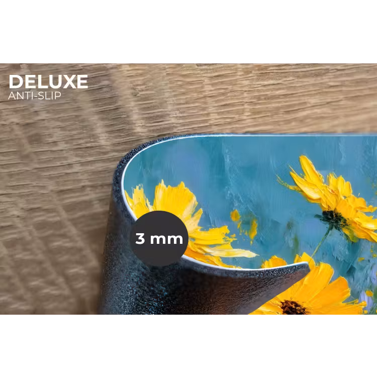 Placemat - 6 stuks - Penseelstreken - Bloemen - Felgeel - Abstract — 4