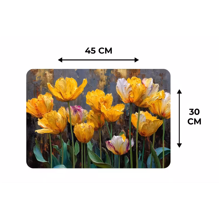 Placemat - 6 stuks - Tulpen - Geel - Penseelstreken - Abstract — 3