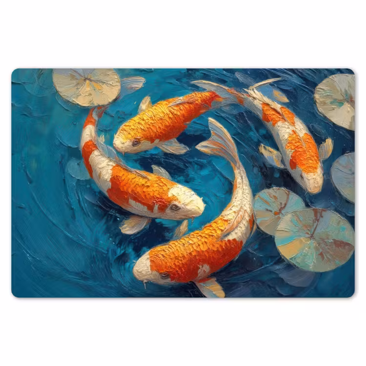 Placemat - 6 stuks - Vissen - Waterlelies - Oranje - Water — 7
