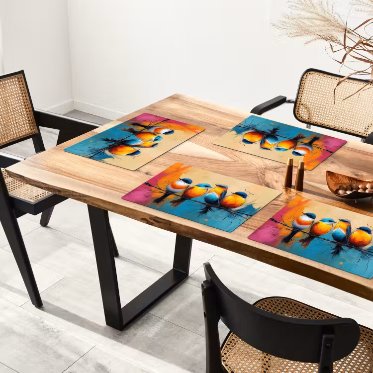 Placemat - 6 stuks - Vogels - Kleurrijk - Tak - Abstract — 5