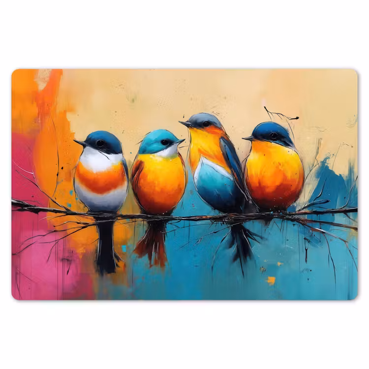 Placemat - 6 stuks - Vogels - Kleurrijk - Tak - Abstract — 7
