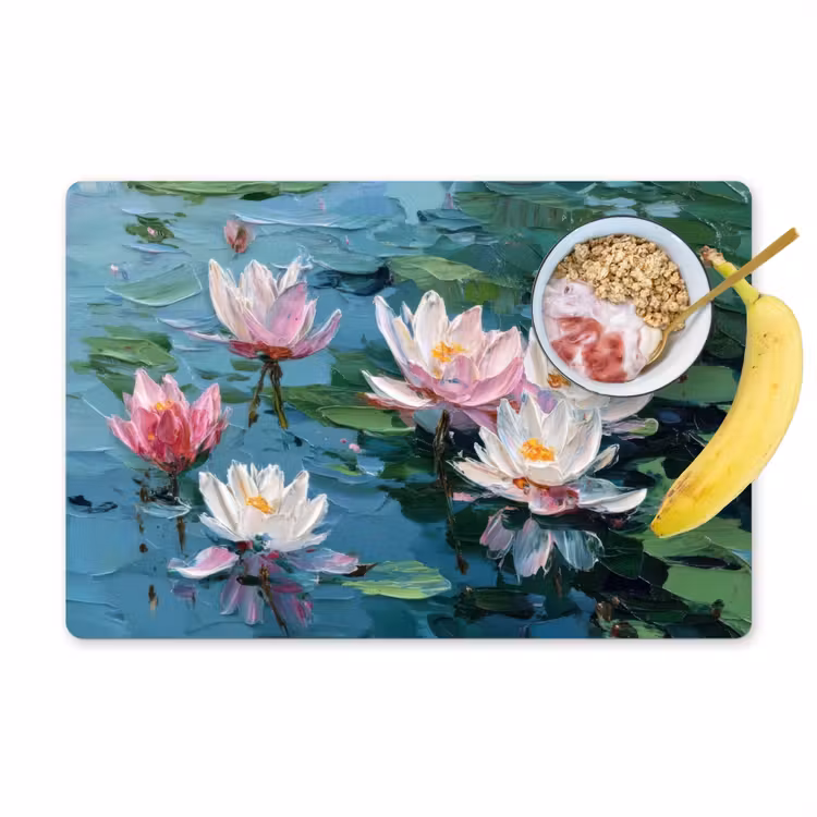 Placemat - 6 stuks - Waterlelies - Bloemen - Roze - Water — 1