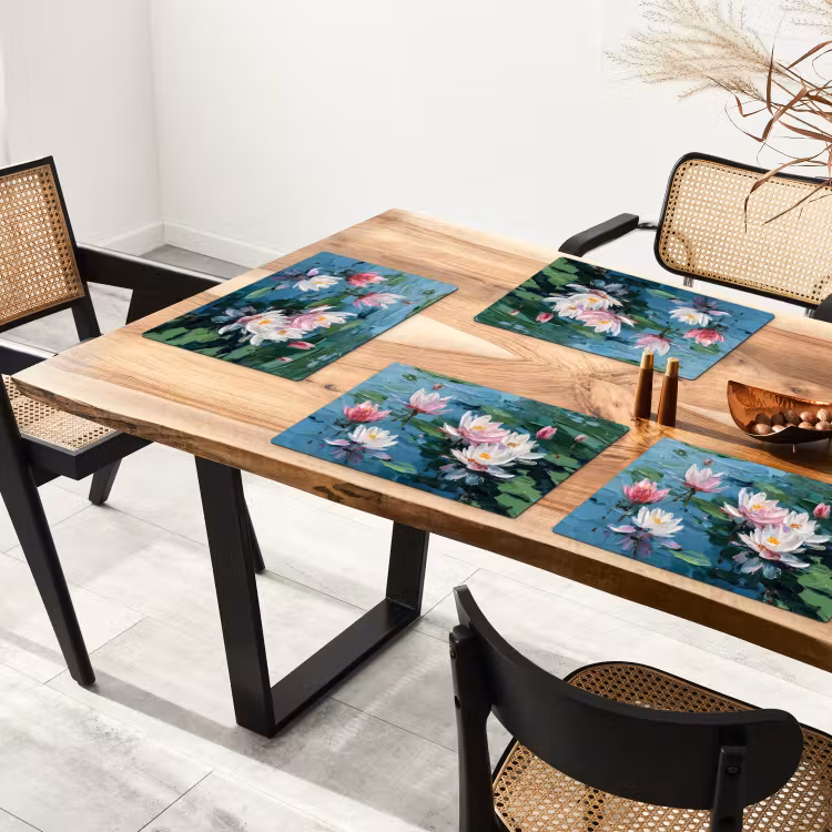 Placemat - 6 stuks - Waterlelies - Bloemen - Roze - Water — 5