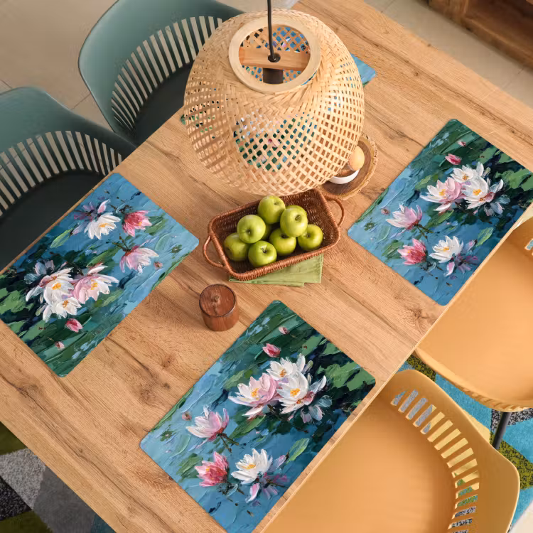 Placemat - 6 stuks - Waterlelies - Bloemen - Roze - Water — 6