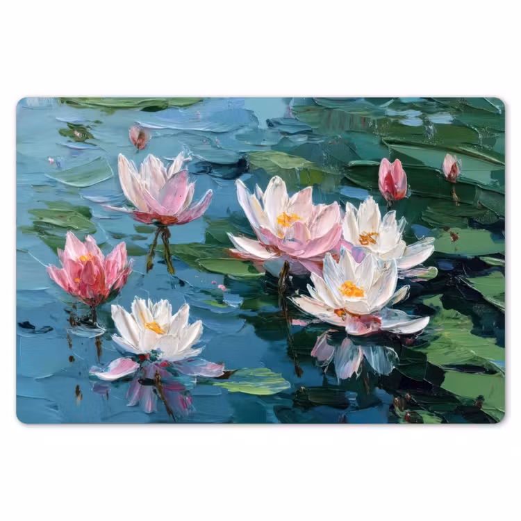Placemat - 6 stuks - Waterlelies - Bloemen - Roze - Water — 7