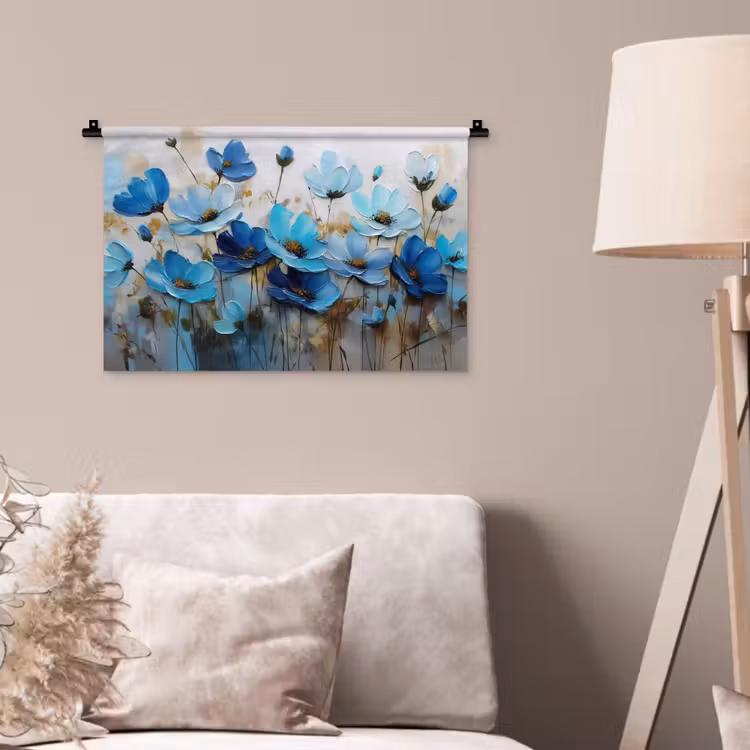 Wandkleed - Bloemen - Schilderij - Blauw — 2