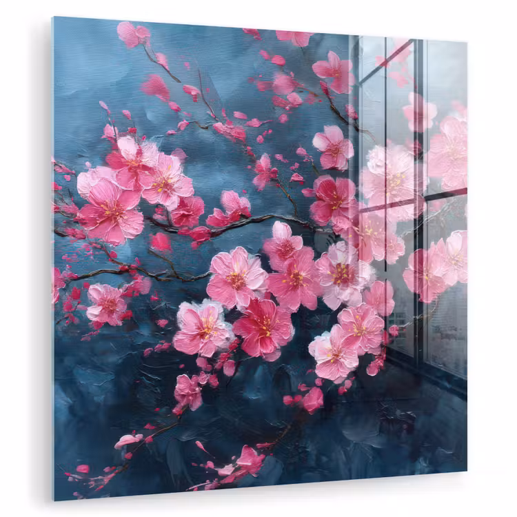 Glas schilderij - Bloem - Bloesems - Roze - Abstract — 1
