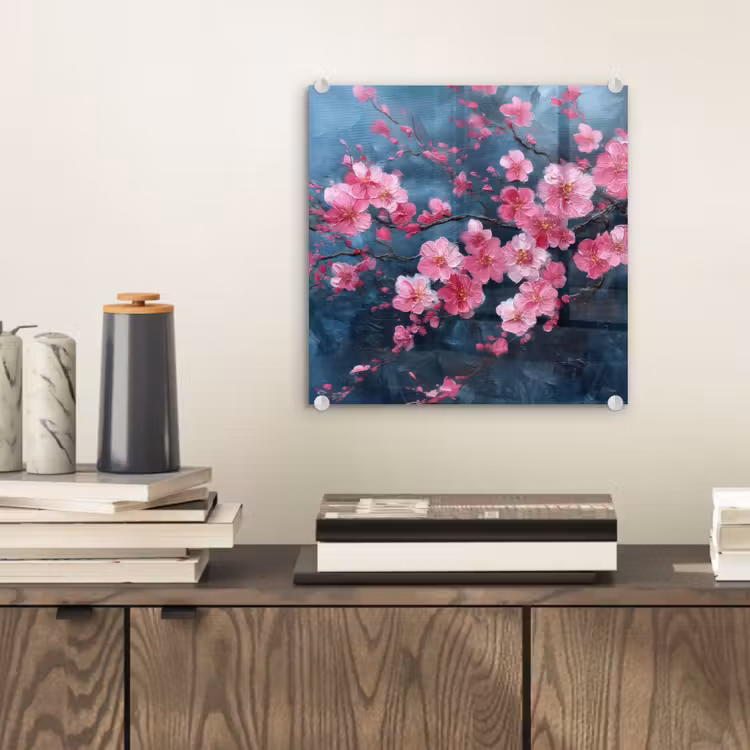Glas schilderij - Bloem - Bloesems - Roze - Abstract — 2