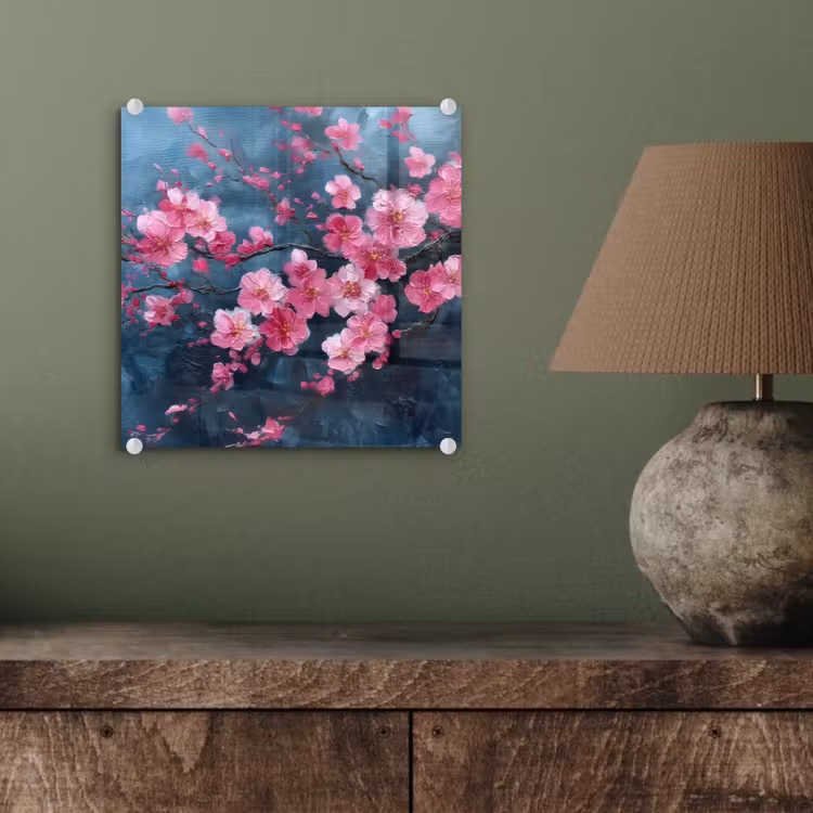 Glas schilderij - Bloem - Bloesems - Roze - Abstract — 4