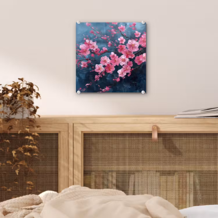 Glas schilderij - Bloem - Bloesems - Roze - Abstract — 5