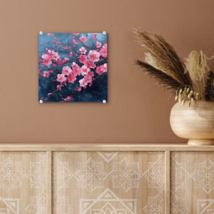Glas schilderij - Bloem - Bloesems - Roze - Abstract — 6