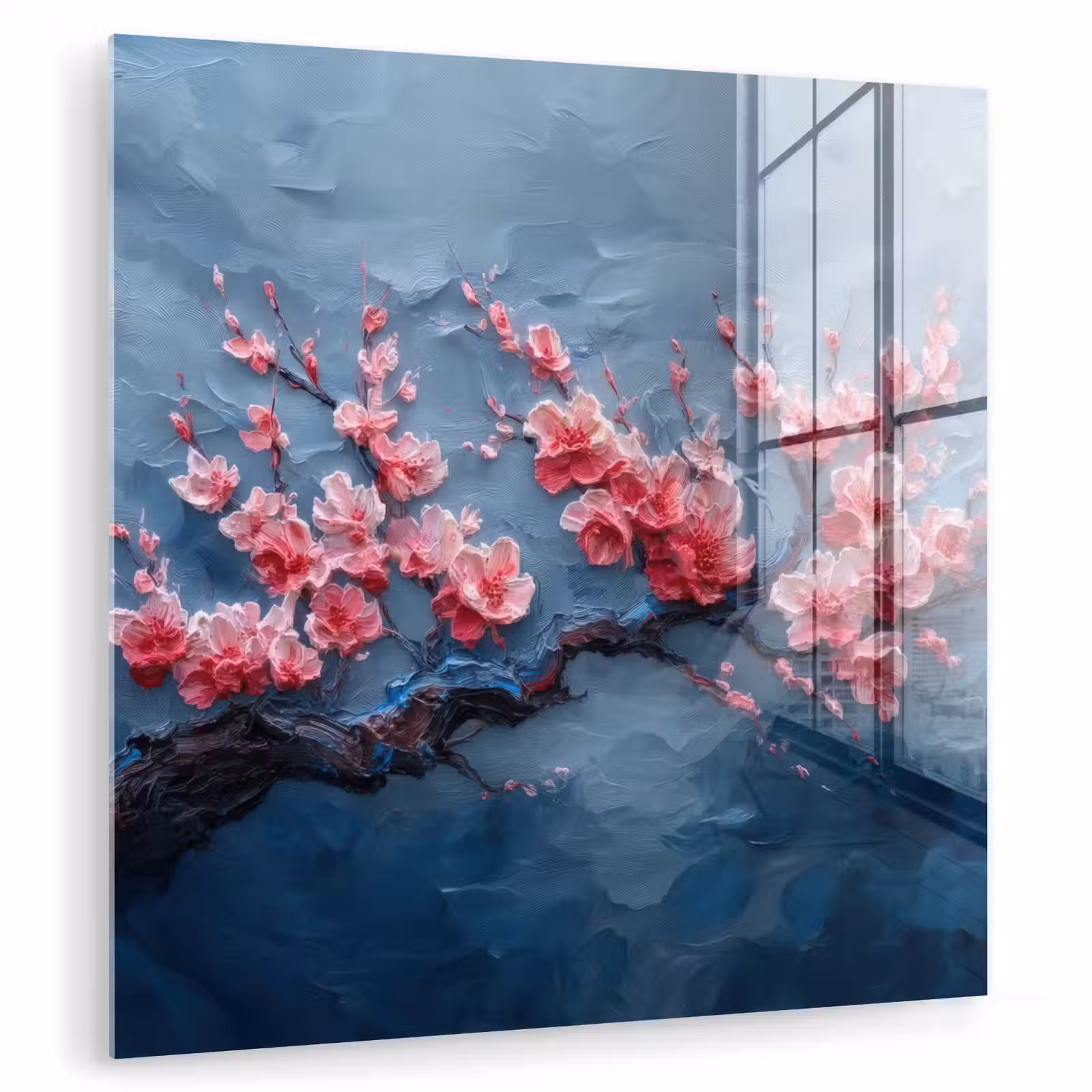 Glas schilderij - Bloesem - Bloem - Roze - Tak — 1
