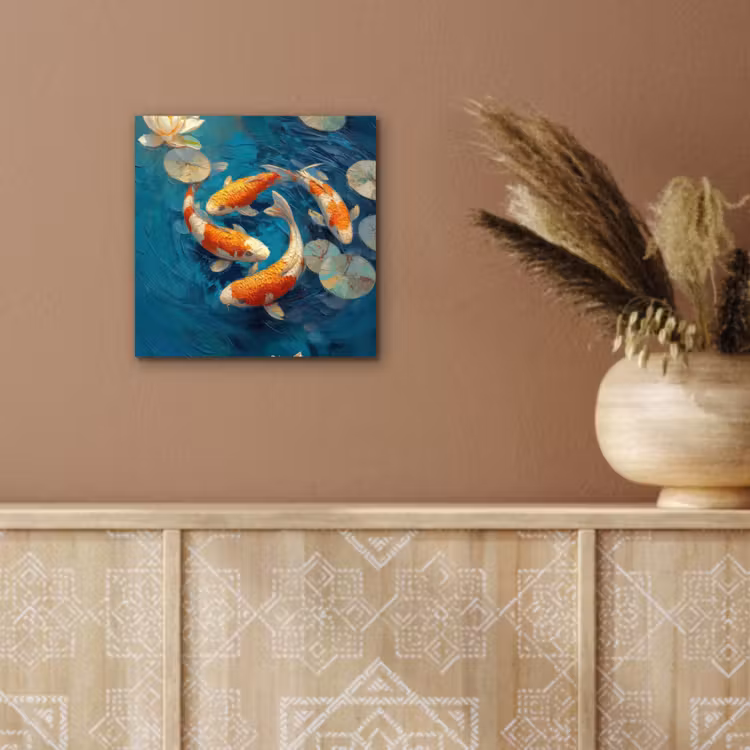 Aluminium schilderij - Vissen - Waterlelies - Oranje - Water — 5