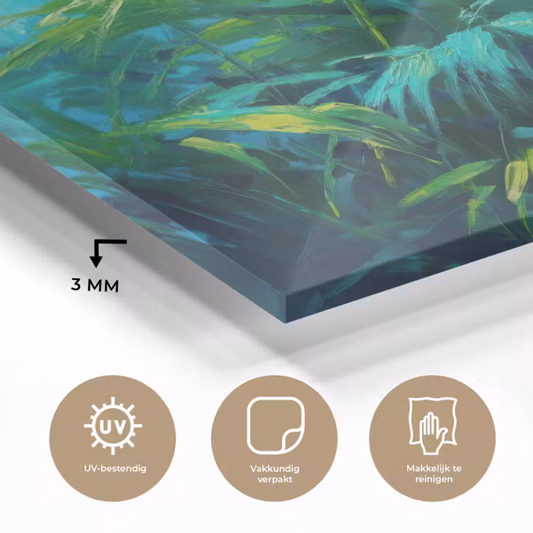 Glas schilderij - Bladeren - Groen - Schilderij - Abstract — 3