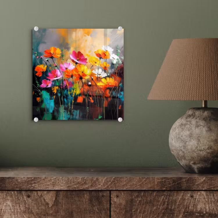 Glas schilderij - Felgekleurd - Bloemblaadjes - Abstract — 4