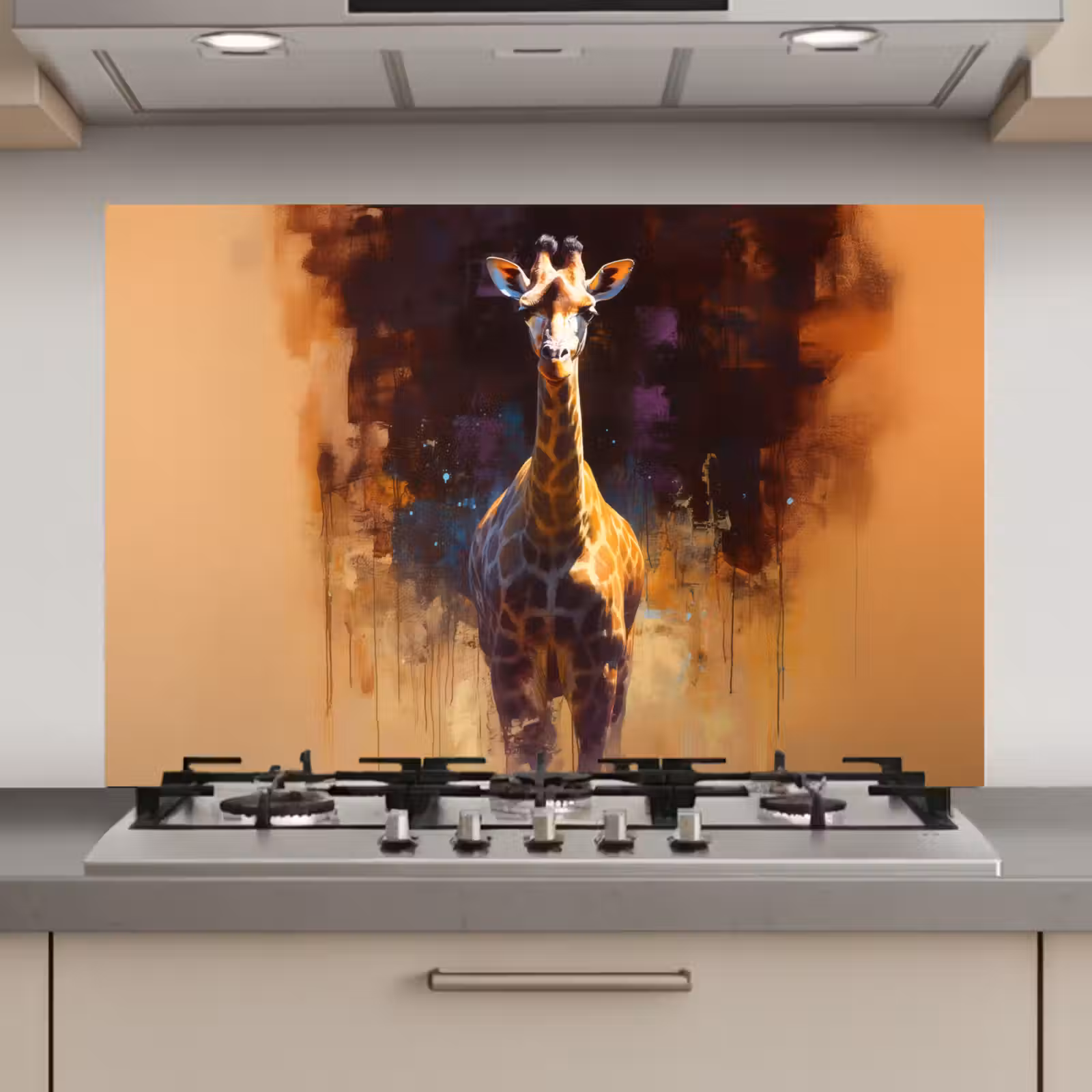 Spatscherm keuken - Giraf - Bruin - Abstract - Geschilderd — 1