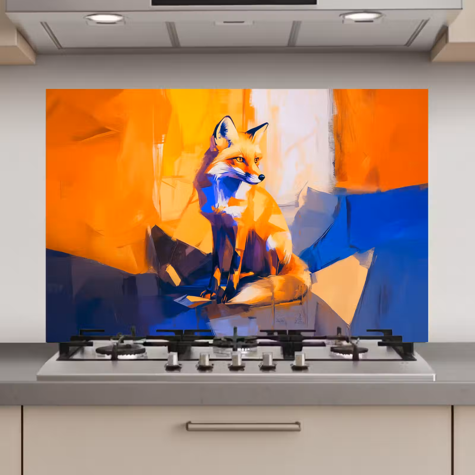 Spatscherm keuken - Vos - Oranje - Vormen - Abstract — 1