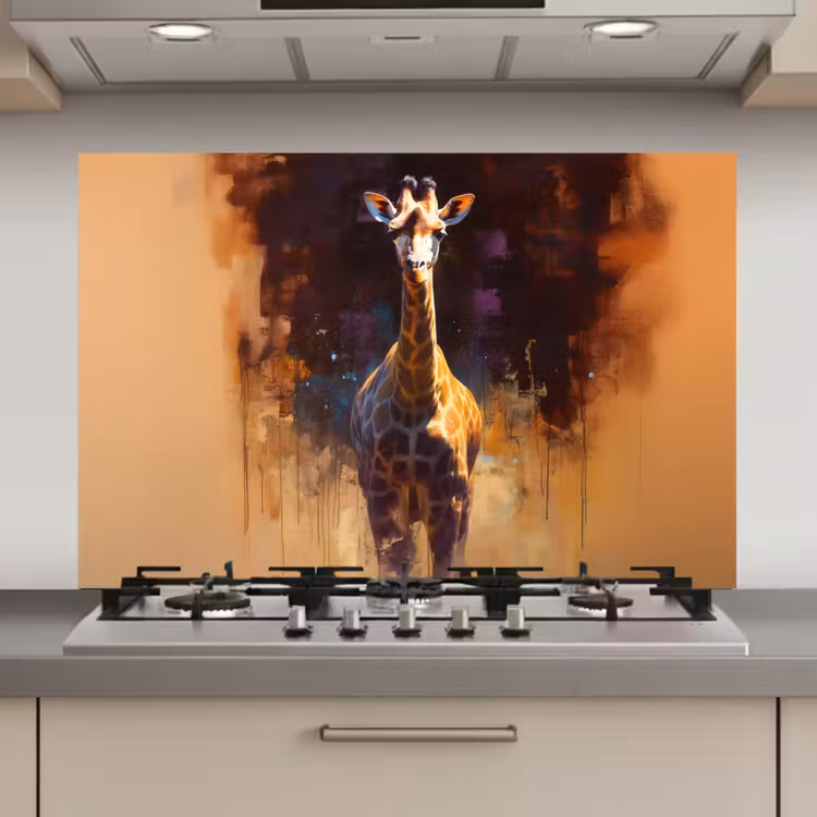 Spatscherm keuken - Giraf - Bruin - Abstract - Geschilderd — 1